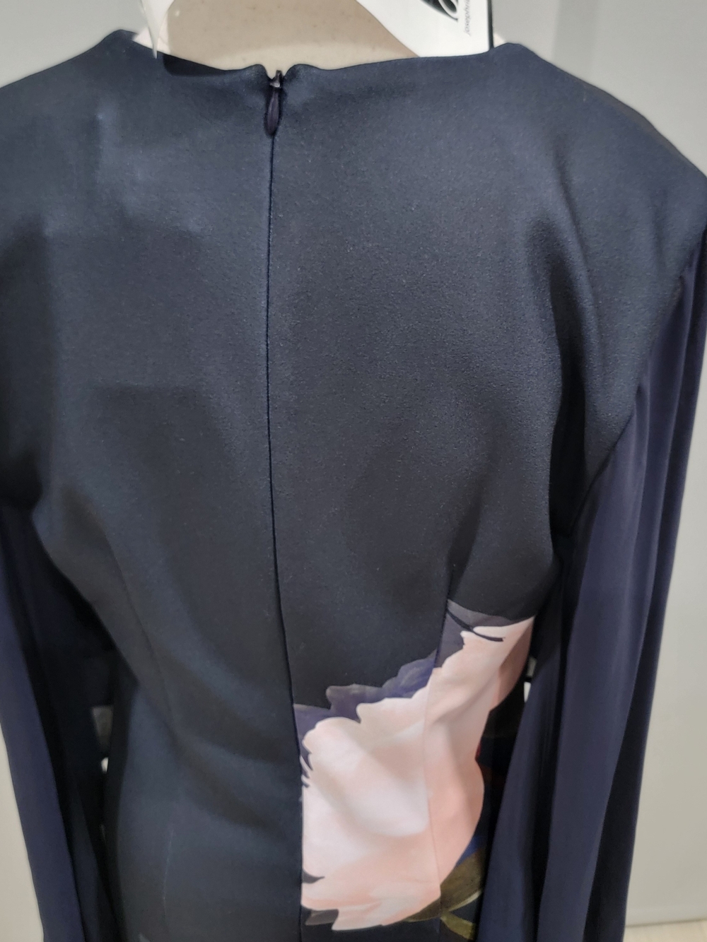 Joseph Ribkoff Navy Midi Dress with Blush Floral Detail - Picture 8 of 10